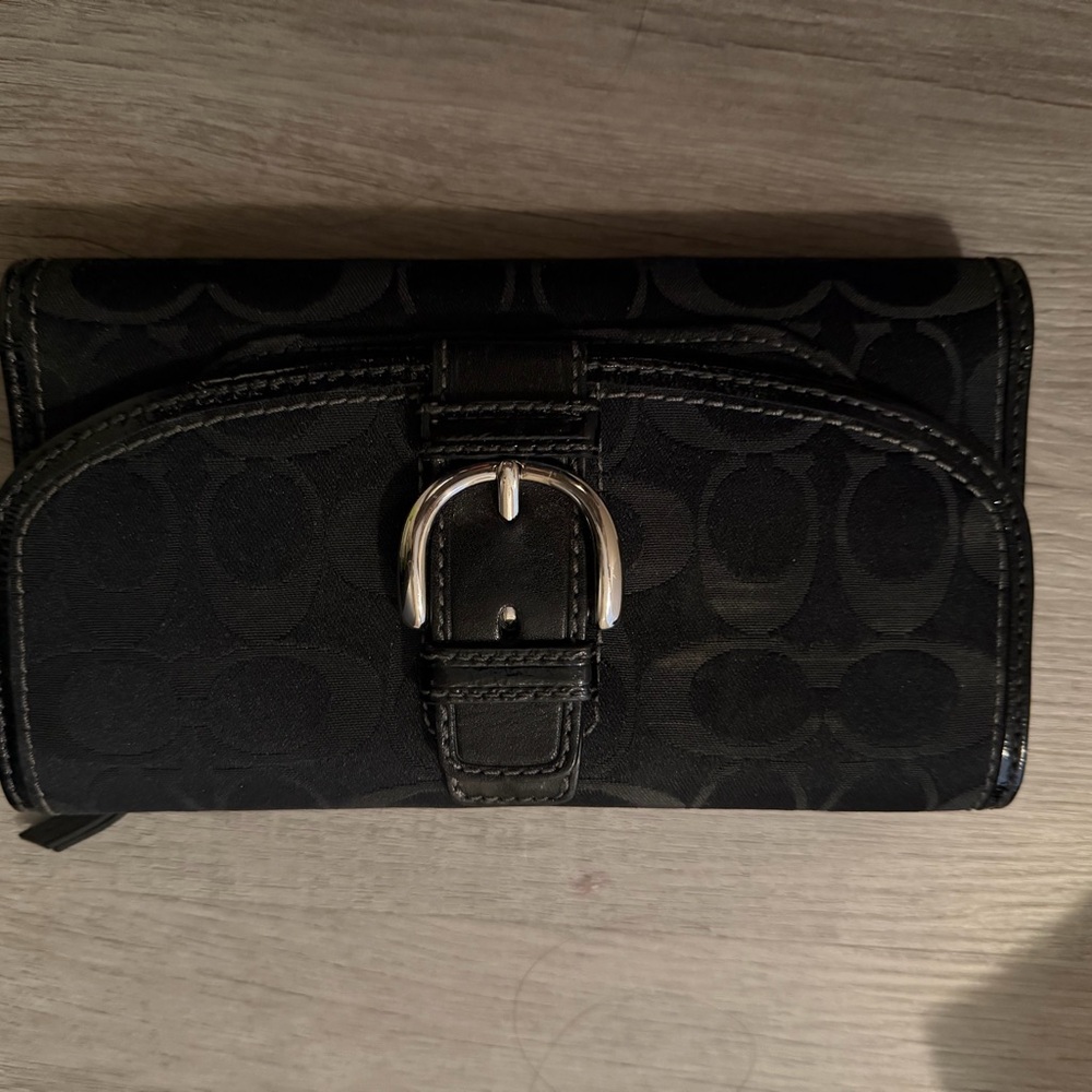 Coach Black Wallet with Silver Buckle